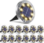 Solar Outdoor Lights 12 Packs, Waterproof Solar Pathway Lights Bright In-Ground Lights Lighting Decor for Garden, Lawn, Patio, Yard, Driveway, Step and Walkway Warm Light
