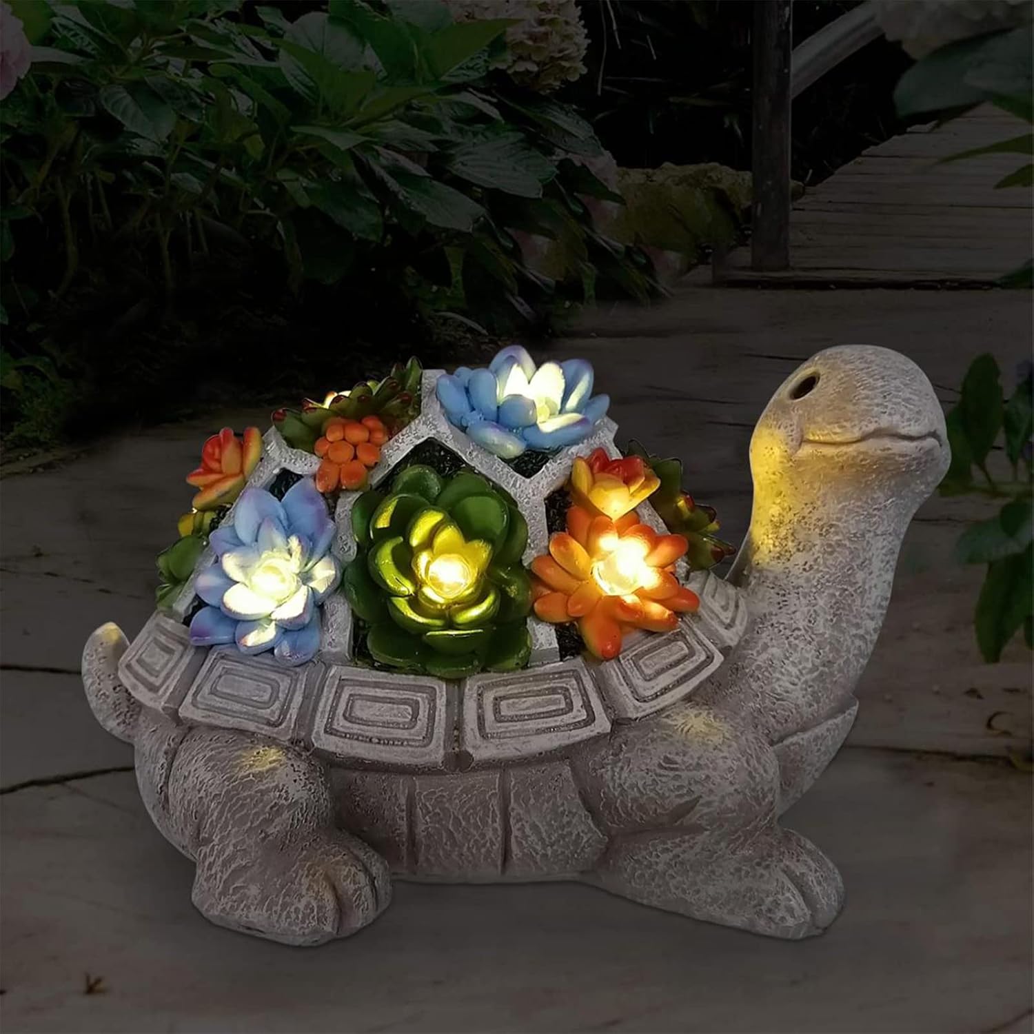 Nacome Solar Garden Outdoor Statues Turtle with Succulent and 7 Nacome Solar Garden Outdoor Statues Turtle with Succulent and 7 LED Lights - Lawn Decor Tortoise Statue for Patio, Balcony, Yard Ornament - Unique Housewarming Gifts