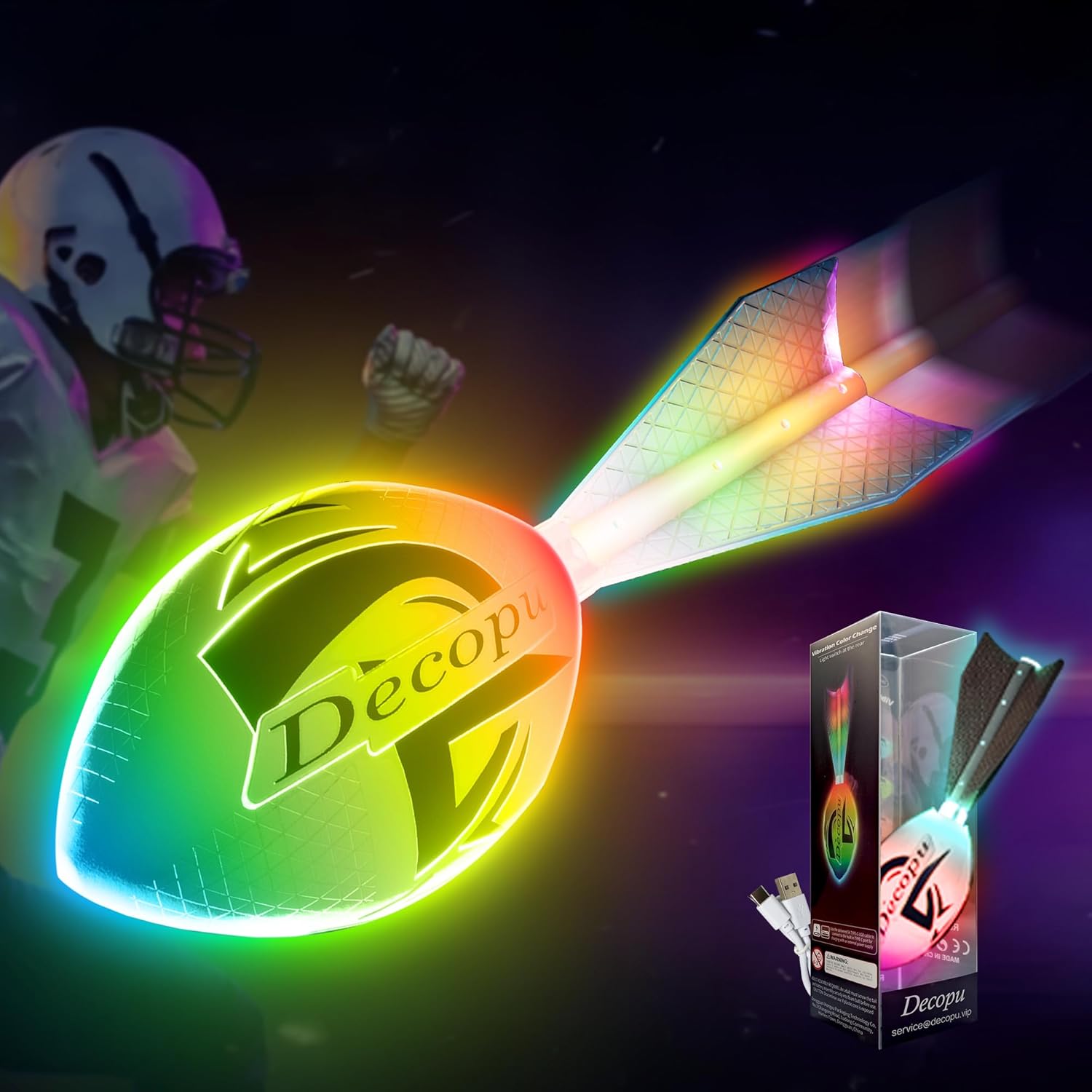 Premium Foam Glow in The Dark Football, Latest LED Light Premium Foam Glow in The Dark Football, Latest LED Light up Football, Color-Changing-Perfect Birthday&Camping Gift for Kids 8-15+,Sports&Outdoors Toys for Ages Kids 8 9 10 11 12 13 14 15