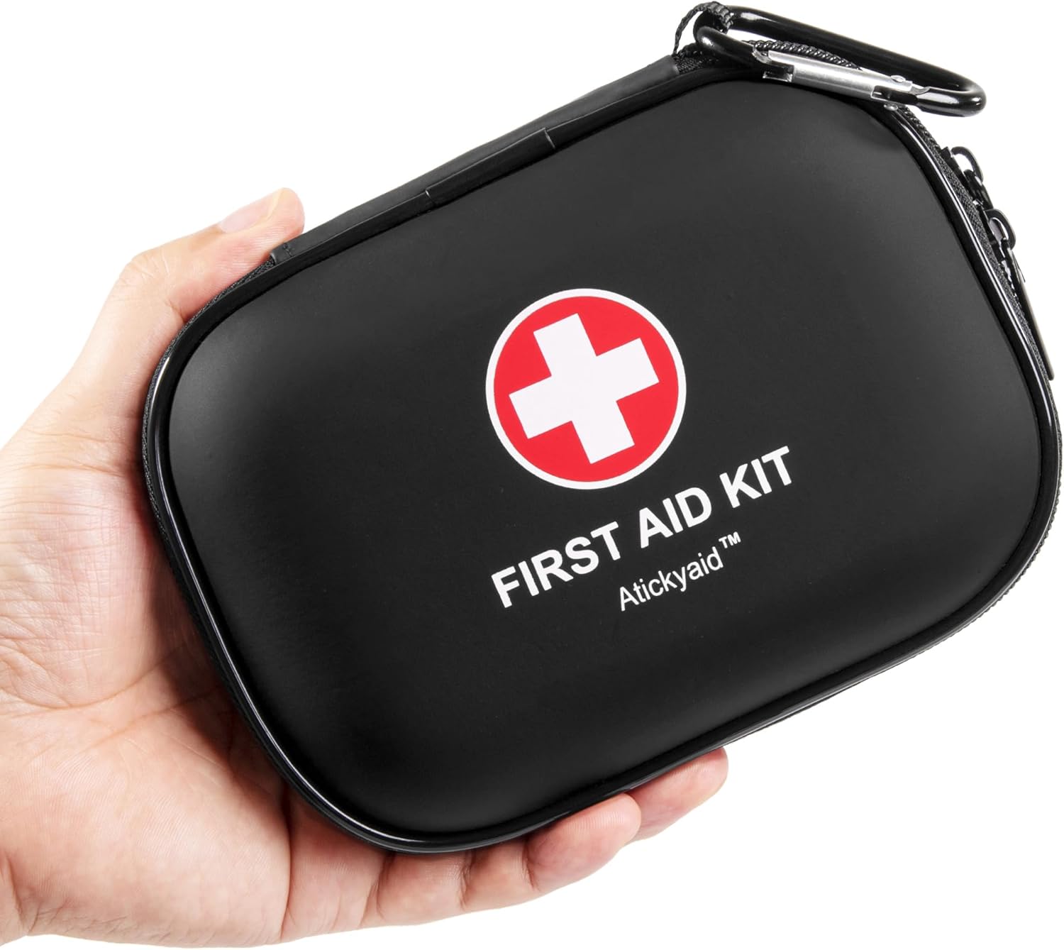 Mini First Aid Kit - 120 Piece Small Waterproof Hard Mini First Aid Kit - 120 Piece Small Waterproof Hard Shell Medical Kit for Car, Home, Office, Travel, Camping, Sports, Outdoor, School - Emergency First Aid Supplies and Survival Kit (Black)