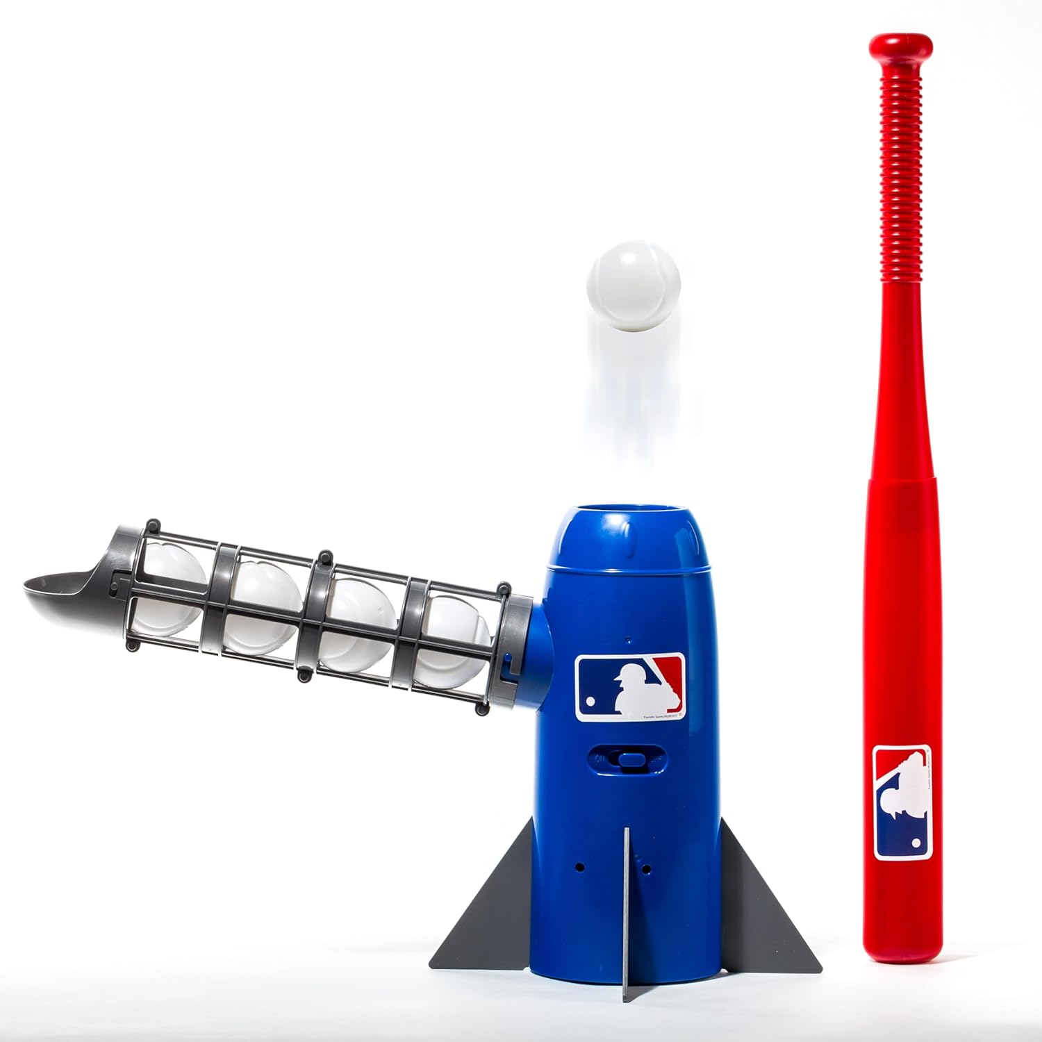 Franklin Sports MLB Kids Pitching Machine - POP ROCKET Kids Franklin Sports MLB Kids Pitching Machine - POP ROCKET Kids Baseball Trainer - Includes 5 Plastic Baseballs & Baseball Bat, Multicolor Medium