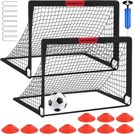 Kids Soccer Goals for Backyard Set - 2 of 4' x 3' Portable Soccer Goal Training Equipment, Pop Up Toddler Soccer Net with Soccer Ball, Soccer Set for Kids and Youth Games, Sports