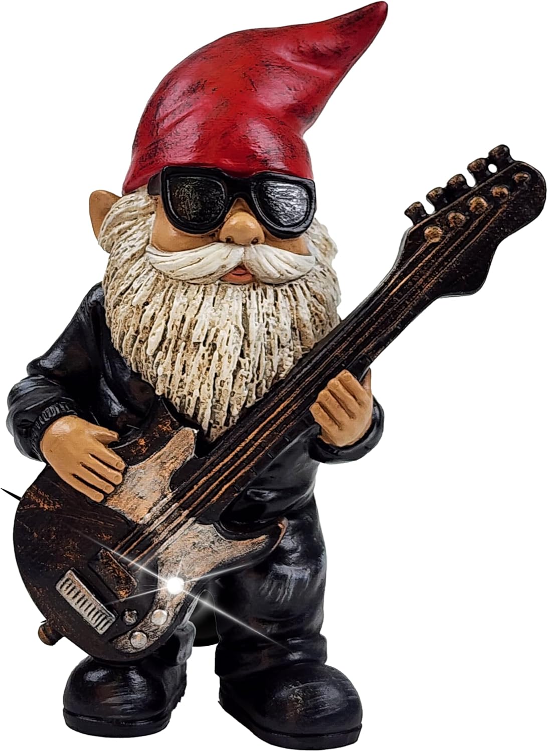 Better Office Products Garden Gnome Statue, 8" Height, Handcrafted Waterproof, Better Office Products Garden Gnome Statue, 8" Height, Handcrafted Waterproof, UV-Resistant Polyresin Lawn Patio Porch Ornament Decoration (Rock Star with Solar Light)